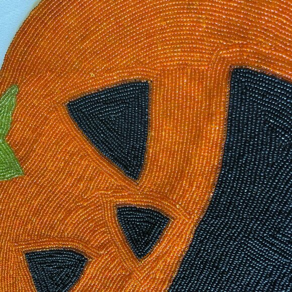Beautiful BEADED Vintage Pier 1 Halloween Table Placemat Centerpiece Rare - Picture 4 of 8